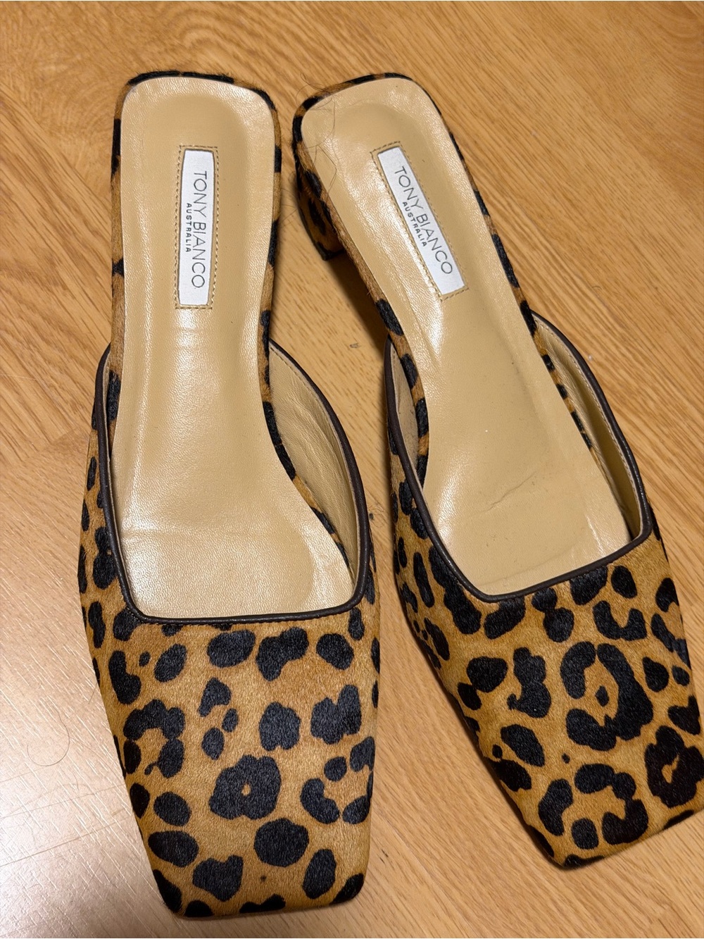 Tony Bianco Harriet Leopard pony hair Square-Toe Mule